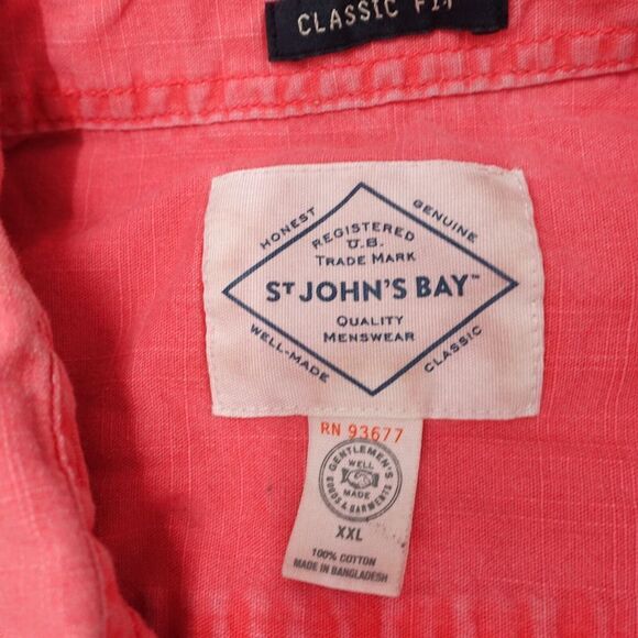 St. John's Bay Shirt Men's 2XL Red Cotton Flap Pockets Short Sleeve Button-Up - Picture 3 of 6